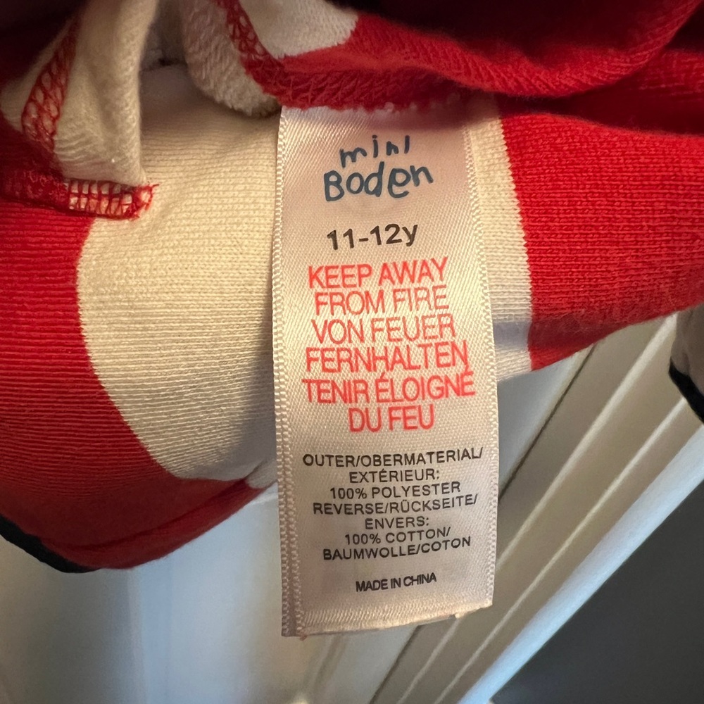 Mini Boden Reversible Fleece/Red and White Striped Kids' Jacket - Picture 4 of 4